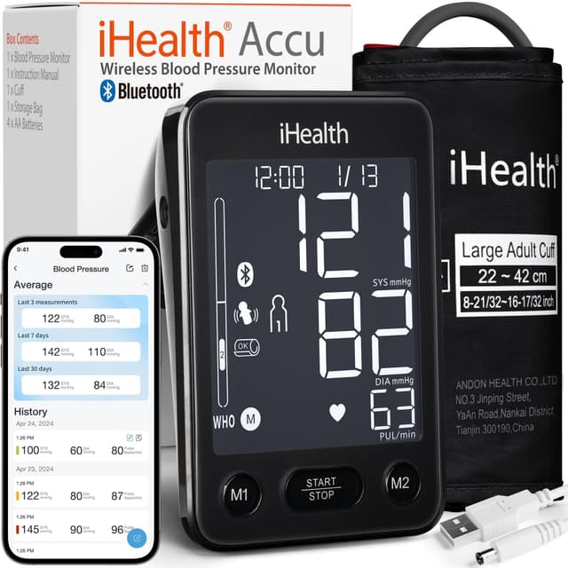iHealth Accu Blood Pressure Monitor with Large LCD and Bluetooth Sync
