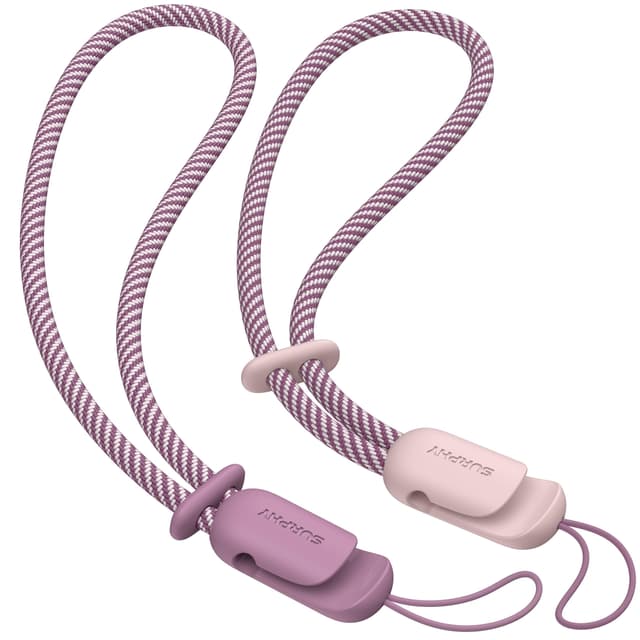 SURPHY 2 Pack Phone Lanyard with Braided Wrist Strap - Pink & Gray