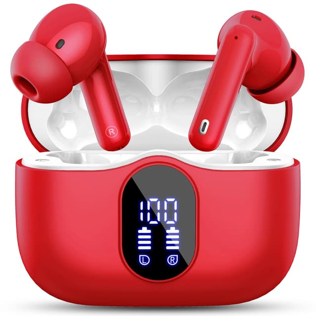 Wireless Bluetooth 5.4 Earbuds with ENC Noise Cancellation and LED Charging Display