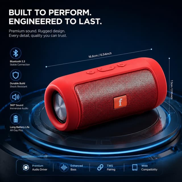 DTFRLD Small Portable Bluetooth Speaker with Lights and TWS Stereo Sound